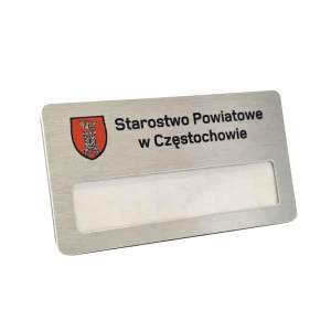 Identyfikator z metalowym okienkiem drukowany OK03